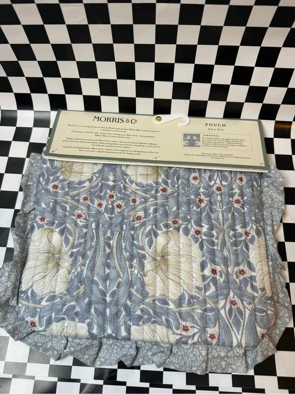 Morris & Co. Quilted Blue Floral Cosmetic Pouch